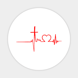 Christianity, Heartbeat icon, cross, heart & prayer Magnet